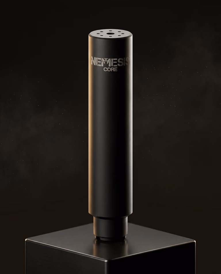 Саундмодератор NEMESIS CORE 5.45 АК-12 (байонет V1) вертикально на підставці - гравіювання NEMESIS CORE