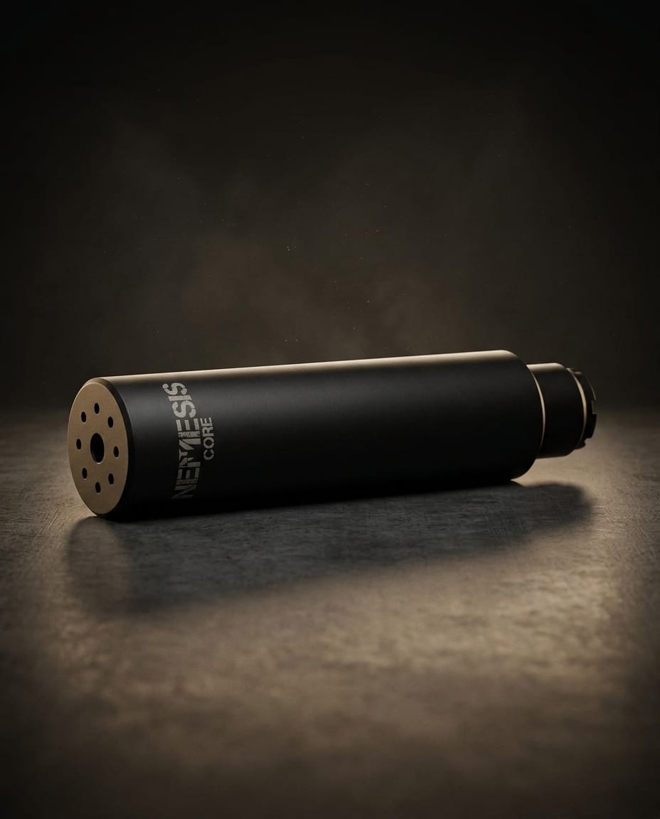 Глушник NEMESIS CORE 5.45 АК-12 байонетна версія лежить на поверхні - сталевий оксидований корпус