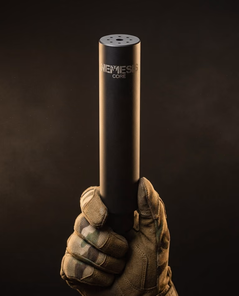 Саундмодератор NEMESIS CORE 5.45 АК-12 в тактичній рукавиці - байонетне кріплення без різьби