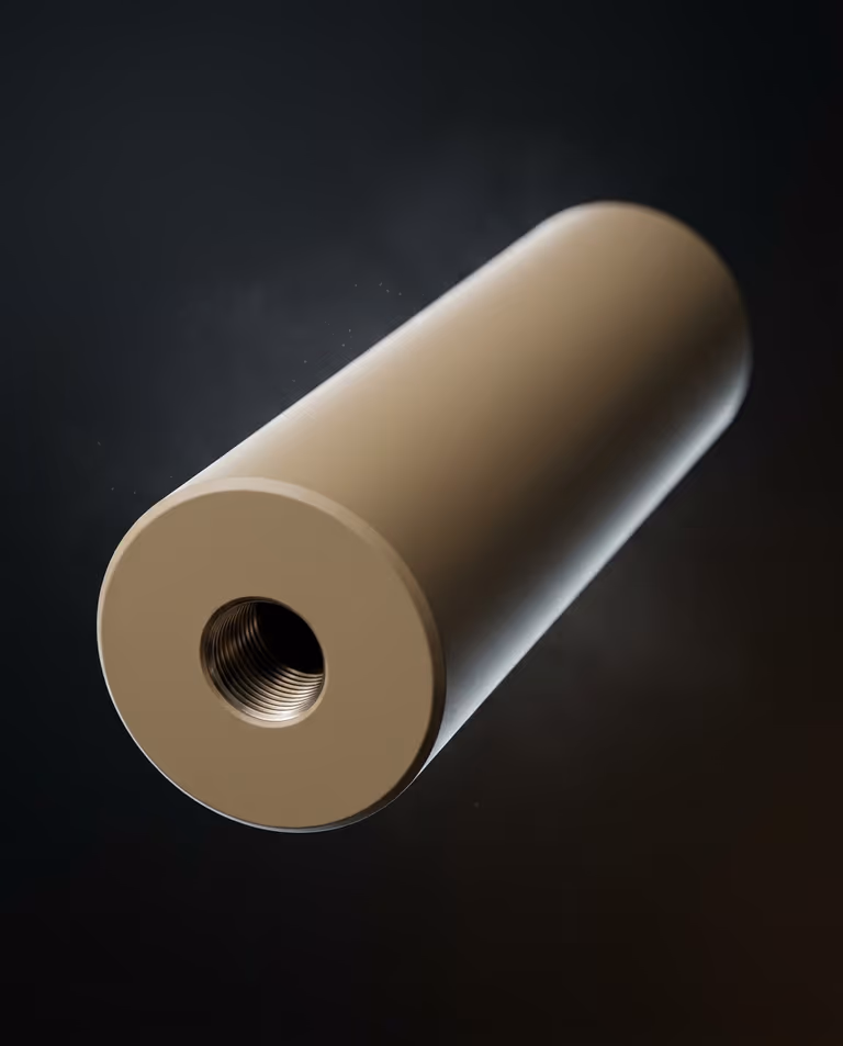 Різьбовий кінець саундмодератора NEMESIS CORE 5.56 Тан - вид на різьбу 1/2-28 під кутом