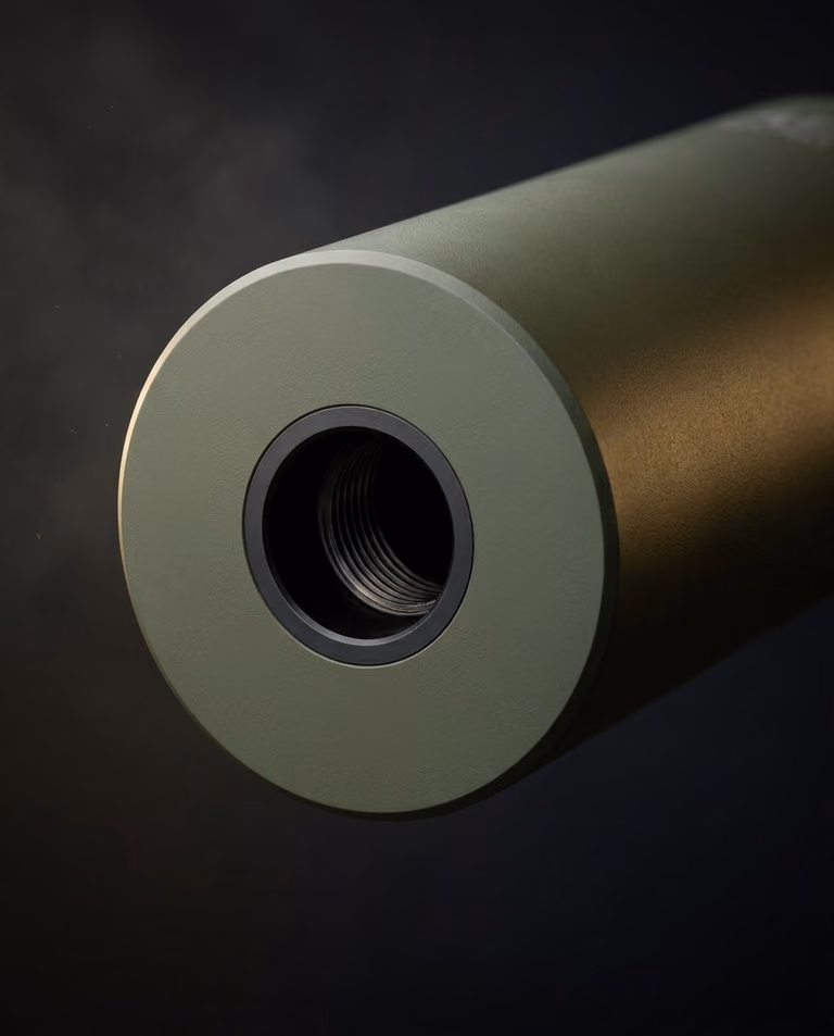 Проксимальний торець глушника NEMESIS MICRO 5.56 O.D. Green - приєднувальна різьба і внутрішній канал