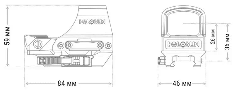 Приціл коліматорний Holosun HS510С точка 2 MOA + коло 65 МОА